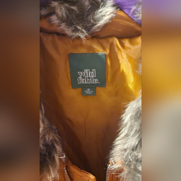 Target's Faux Fur Collar Mustard/Marigold Col, X-Lg, Bomber Jacket - Picture 3 of 4